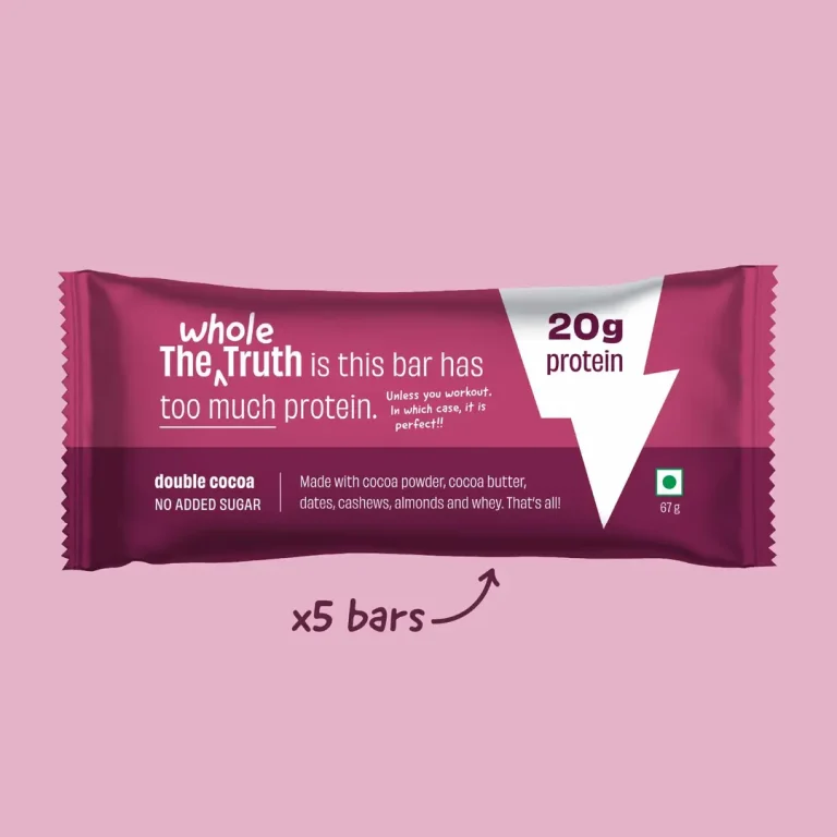 The Whole Truth protein bar 20gm protein per bar 135 mrp