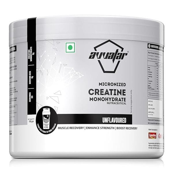 Avvatar Micronized Creatine Monohydrate Powder (100G, 33 Servings) | Unflavoured ( FREE DELIVERY )